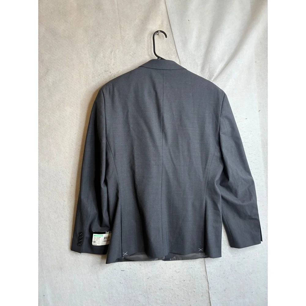 NWT Bar III Mens Slim Fit Power Stretch Suit Jacket Charcoal Gray Wool Blend 46R